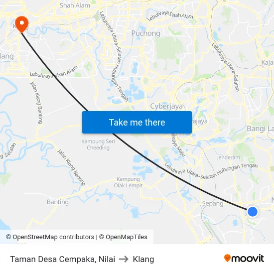 Taman Desa Cempaka, Nilai to Klang map