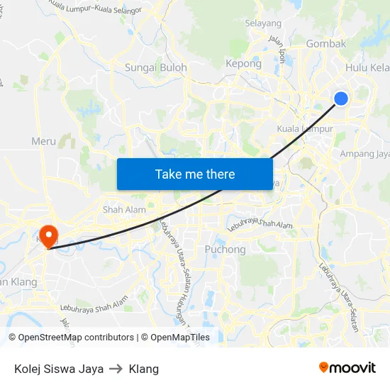 Kolej Siswa Jaya to Klang map