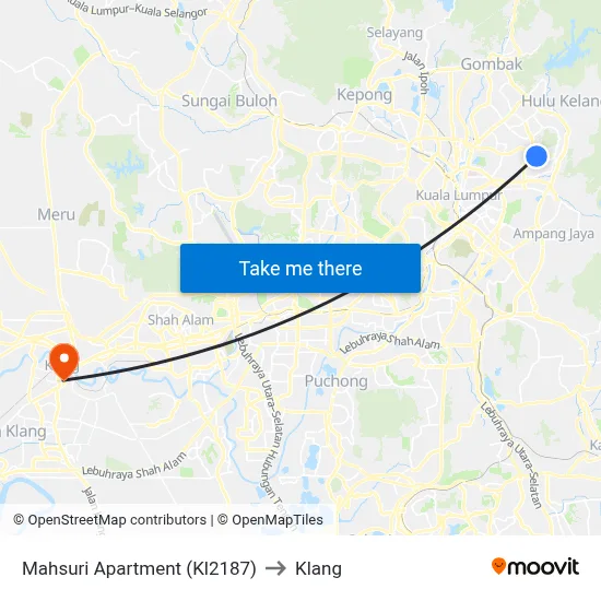 Mahsuri Apartment (Kl2187) to Klang map