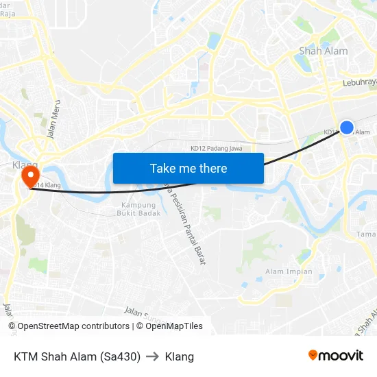 KTM Shah Alam (Sa430) to Klang map