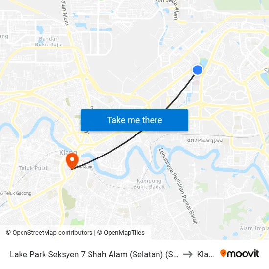 Lake Park Seksyen 7 Shah Alam (Selatan) (Sa301) to Klang map