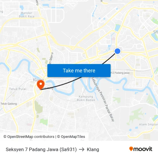 Seksyen 7 Padang Jawa (Sa931) to Klang map