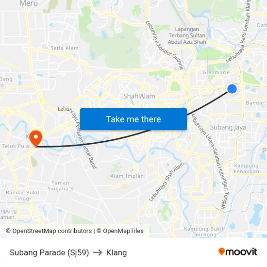 Subang Parade (Sj59) to Klang map