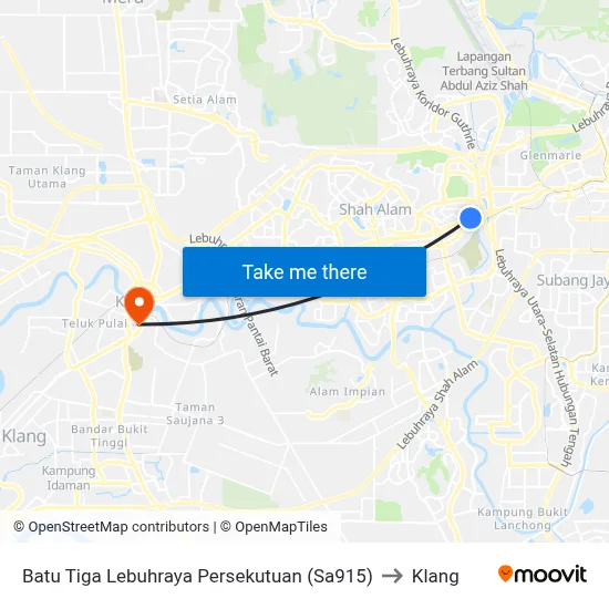 Batu Tiga Lebuhraya Persekutuan (Sa915) to Klang map