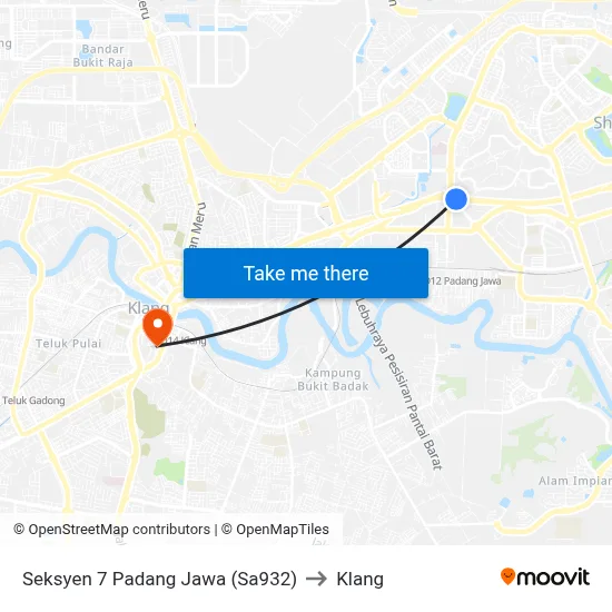 Seksyen 7 Padang Jawa (Sa932) to Klang map