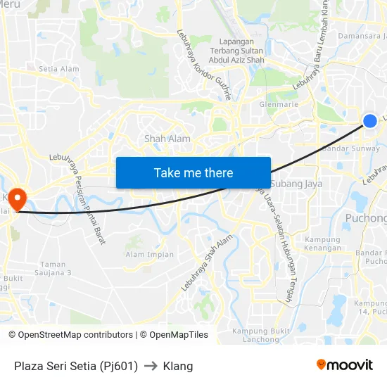 Plaza Seri Setia (Pj601) to Klang map