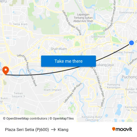 Plaza Seri Setia (Pj600) to Klang map