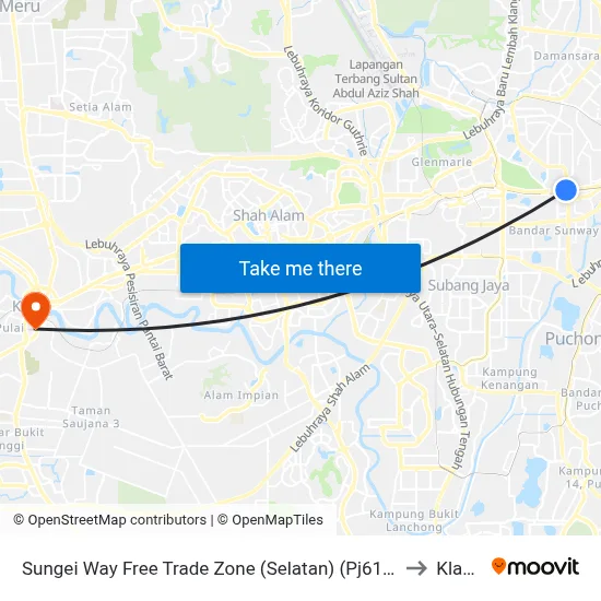 Sungei Way Free Trade Zone (Selatan) (Pj611) to Klang map