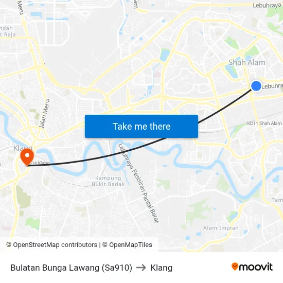 Bulatan Bunga Lawang (Sa910) to Klang map
