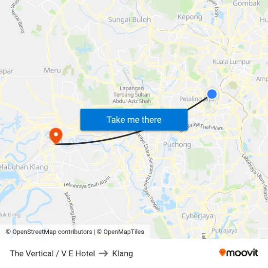 The Vertical / V E Hotel to Klang map
