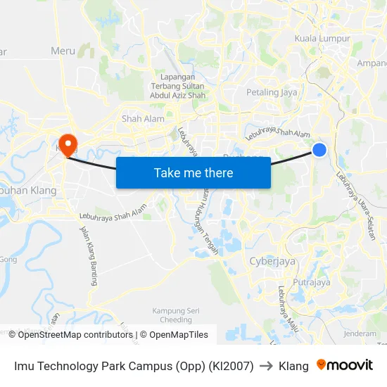 Imu Technology Park Campus (Opp) (Kl2007) to Klang map