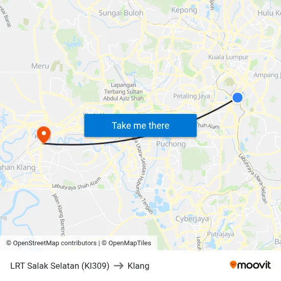 LRT Salak Selatan (Kl309) to Klang map