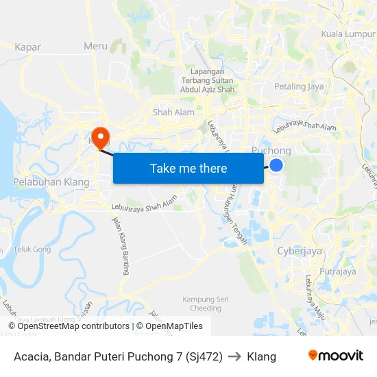 Acacia, Bandar Puteri Puchong 7 (Sj472) to Klang map