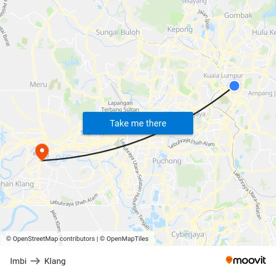 Imbi to Klang map