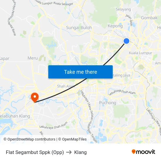 Flat Segambut Sppk (Opp) to Klang map