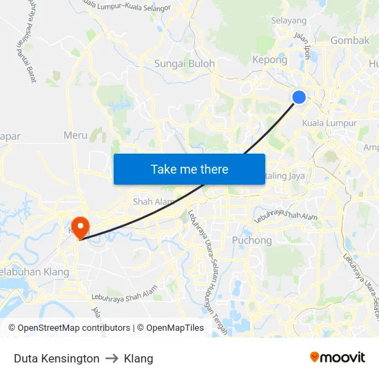 Duta Kensington to Klang map
