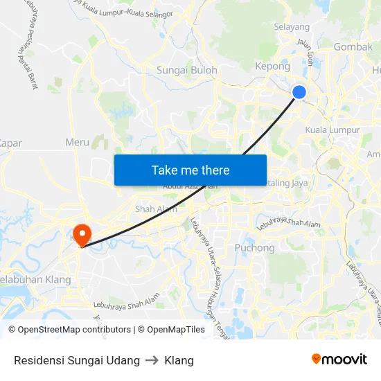 Residensi Sungai Udang to Klang map