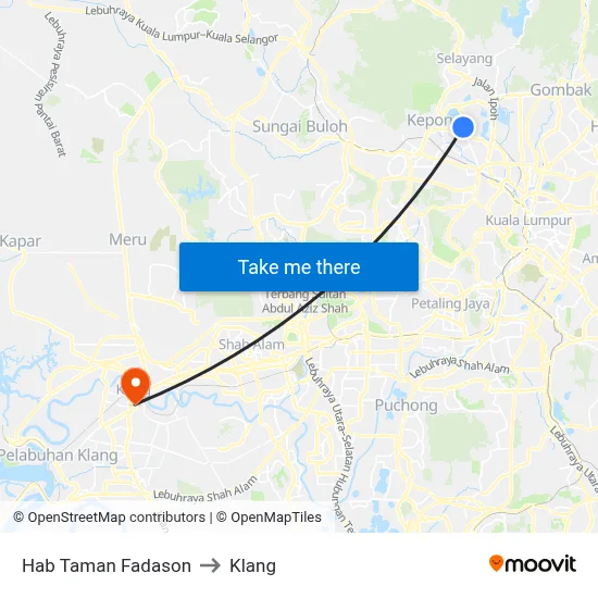 Hab Taman Fadason to Klang map