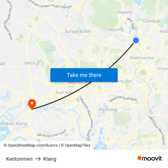 Kentonmen to Klang map
