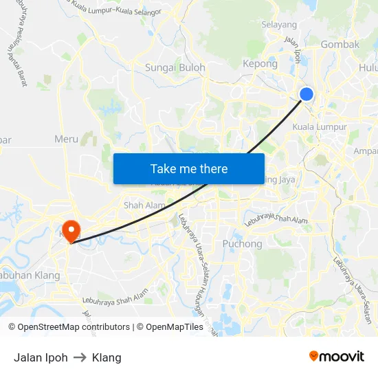 Jalan Ipoh to Klang map