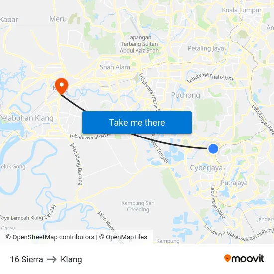 16 Sierra to Klang map