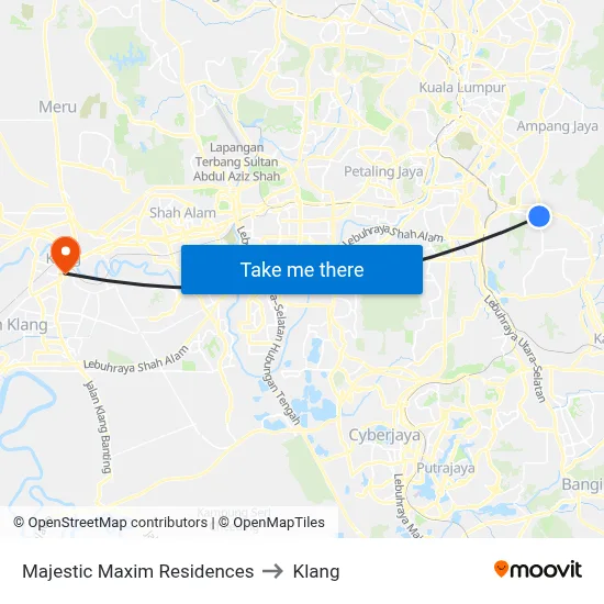 Majestic Maxim Residences to Klang map