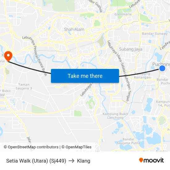 Setia Walk (Utara) (Sj449) to Klang map