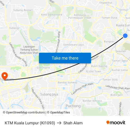 KTM Kuala Lumpur (Kl1093) to Shah Alam map
