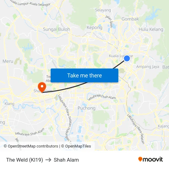The Weld (Kl19) to Shah Alam map
