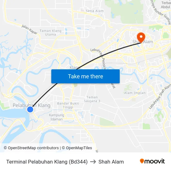Terminal Pelabuhan Klang (Bd344) to Shah Alam map