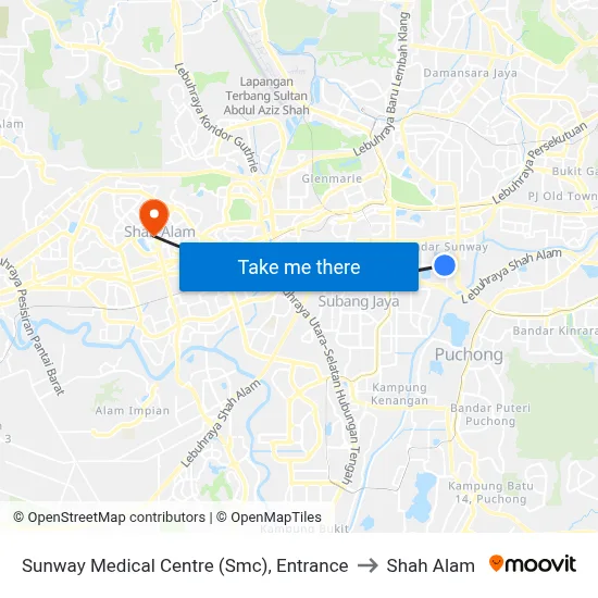 Sunway Medical Centre (Smc), Entrance to Shah Alam map