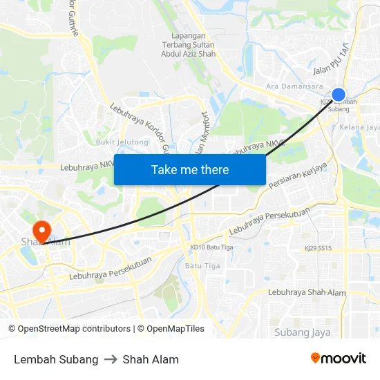 Lembah Subang to Shah Alam map