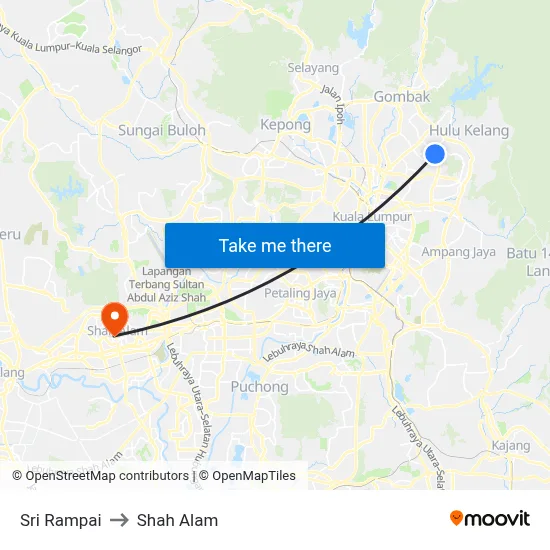 Sri Rampai to Shah Alam map