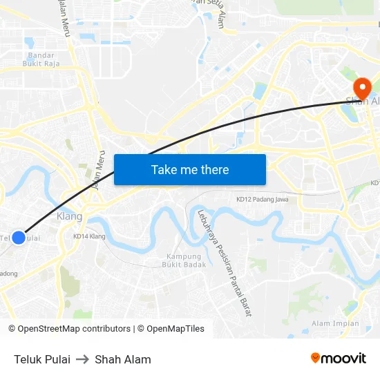 Teluk Pulai to Shah Alam map