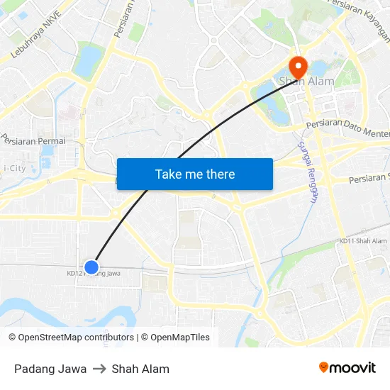 Padang Jawa to Shah Alam map