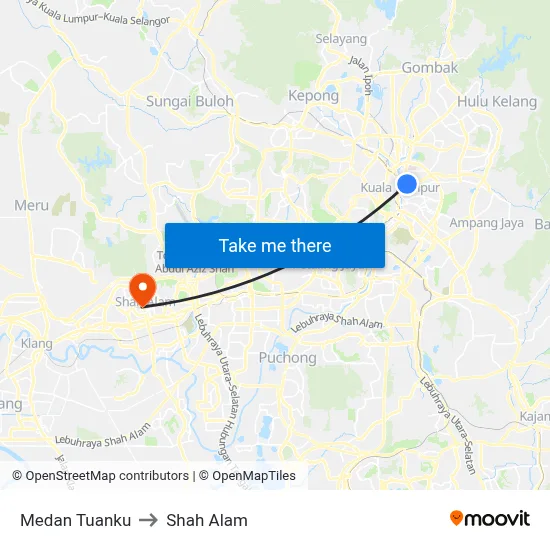 Medan Tuanku to Shah Alam map