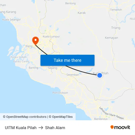 UITM Kuala Pilah to Shah Alam map