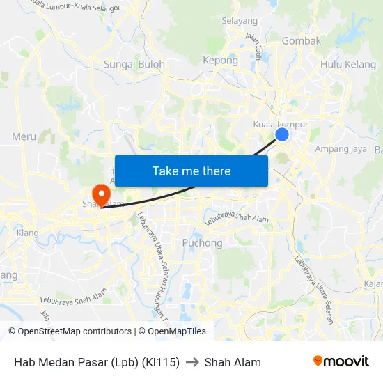 Hab Medan Pasar (Lpb) (Kl115) to Shah Alam map