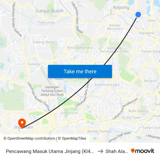 Pencawang Masuk Utama Jinjang (Kl480) to Shah Alam map