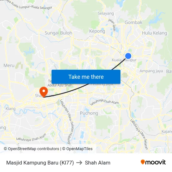 Masjid Kampung Baru (Kl77) to Shah Alam map