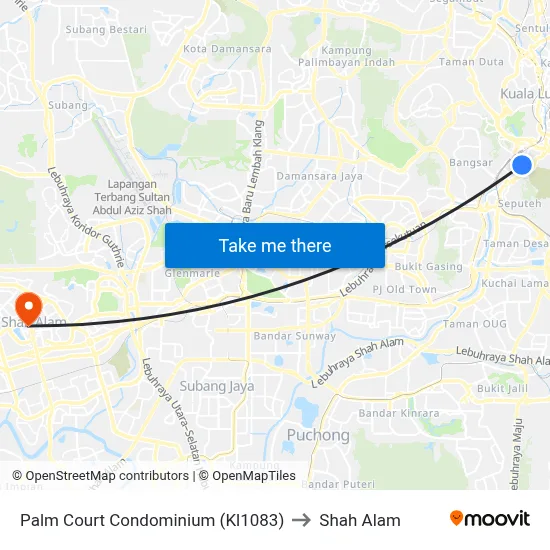 Palm Court Condominium (Kl1083) to Shah Alam map