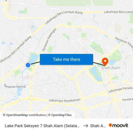 Lake Park Seksyen 7 Shah Alam (Selatan) (Sa301) to Shah Alam map