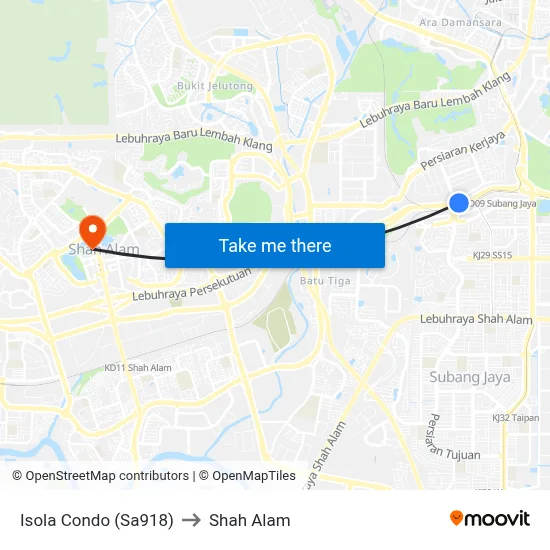 Isola Condo (Sa918) to Shah Alam map