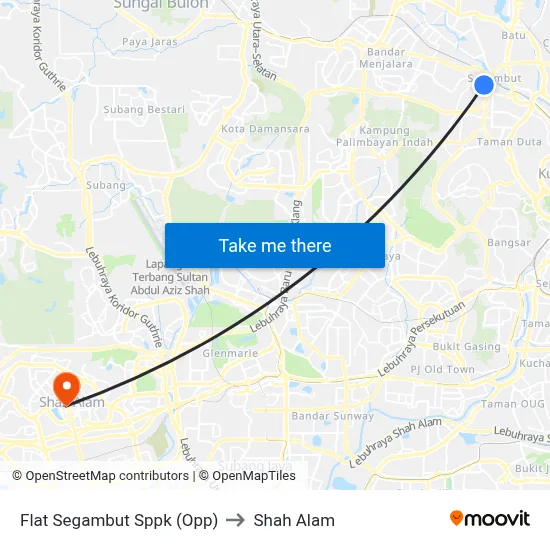 Flat Segambut Sppk (Opp) to Shah Alam map