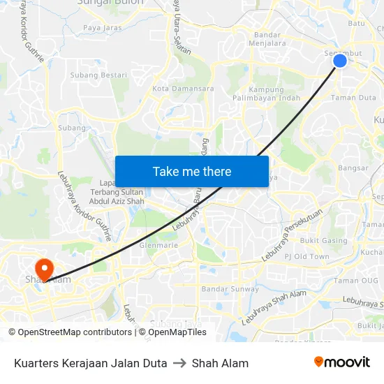 Kuarters Kerajaan Jalan Duta to Shah Alam map