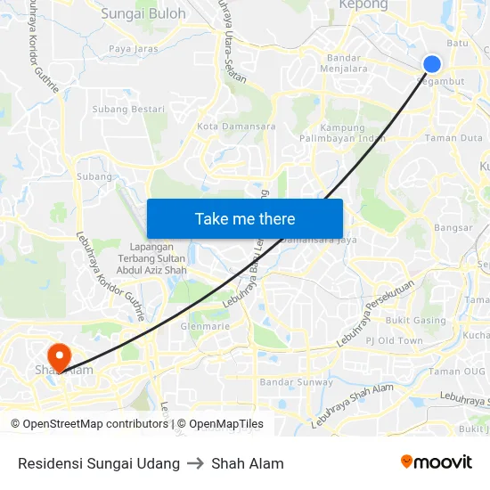 Residensi Sungai Udang to Shah Alam map