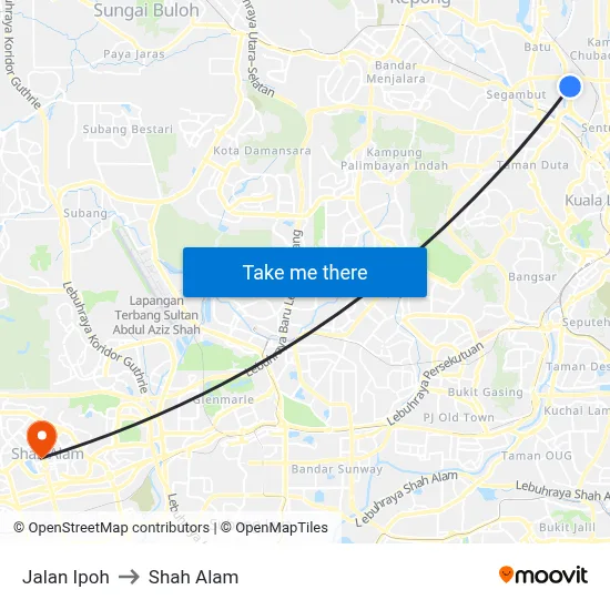 Jalan Ipoh to Shah Alam map