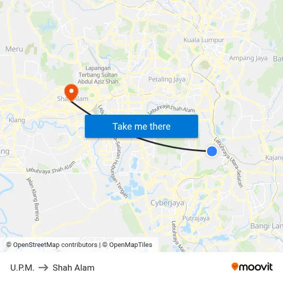 U.P.M. to Shah Alam map