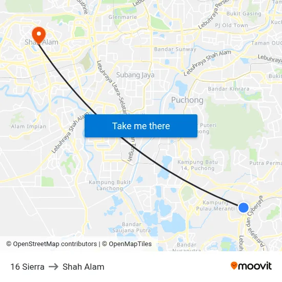 16 Sierra to Shah Alam map