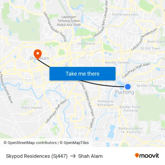 Skypod Residences (Sj447) to Shah Alam map